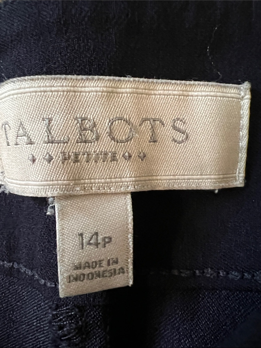 Talbots Navy Petite Dress Pants, 4 way stretch, 14P - Picture 3 of 5